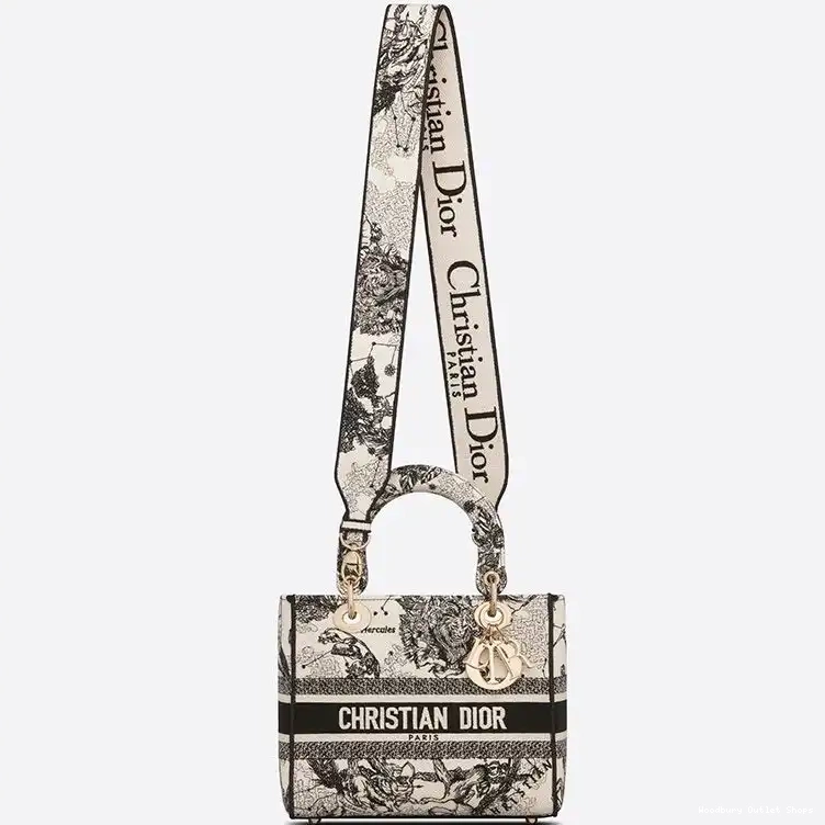 Cheap Jouy Motif White Zodiac Canvas de Bag Medium Toile Lady D-lite 0404 Hot Sale